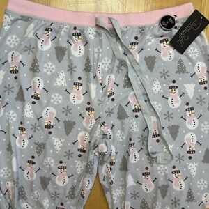 Rene Rofe Pajama Pants Soft Snowman Drawstring Elastic Waist Cotton‎ Lounge Cozy